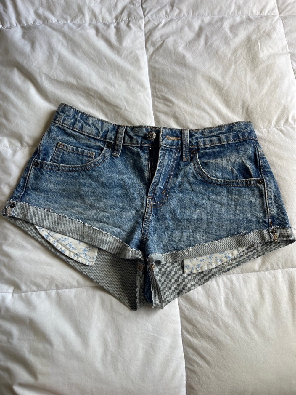 wild fable Distressed Blue Denim Cuffed Shorts